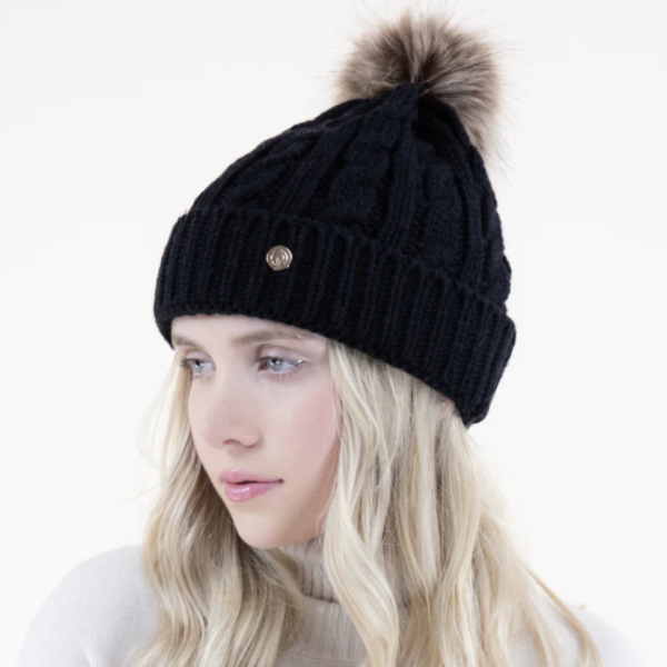 Very Moda Cable Knitted Beanie w  Pom Pom Supply