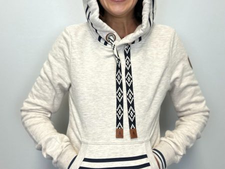 Wanakome Mikki Stripe Trim Hoodie - Heather Oatmeal For Cheap