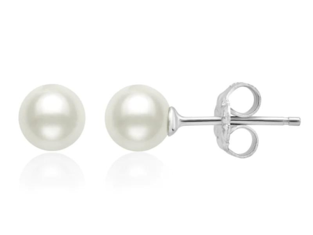 Crislu Genuine Pearl Stud Earrings - Platinum Online