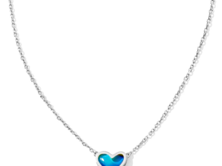 Kendra Scott Framed Ari Heart Necklace - Rhodium Mood Stone For Discount