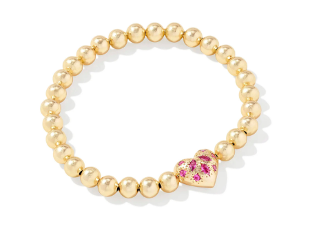 Kendra Scott Holland Heart Stretch Bracelet - Gold Hot on Sale