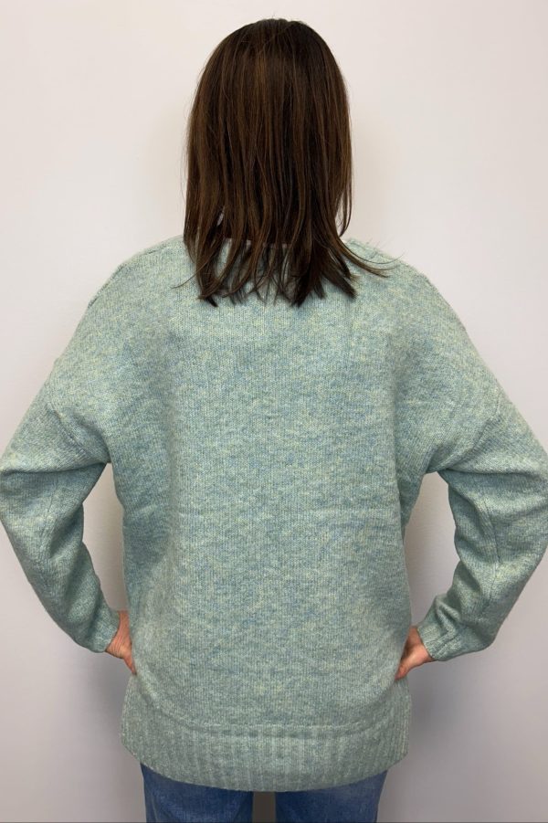 Crew Sweater w  Ribbed Detail - Mint For Sale