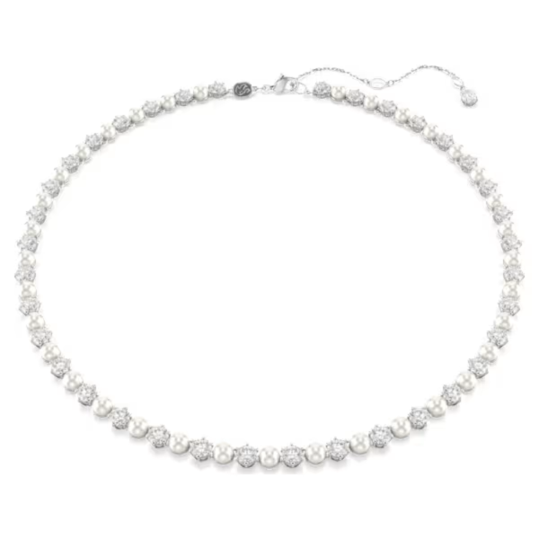 Swarovski Matrix 5mm Tennis Necklace - Crystal Pearl Rhodium Fashion