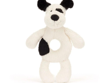 Jellycat Bashful Black & Cream Puppy Ring Rattle For Discount