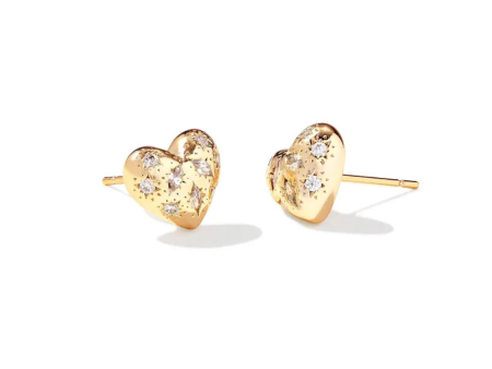 Kendra Scott Holland Heart Stud Earrings - Gold on Sale