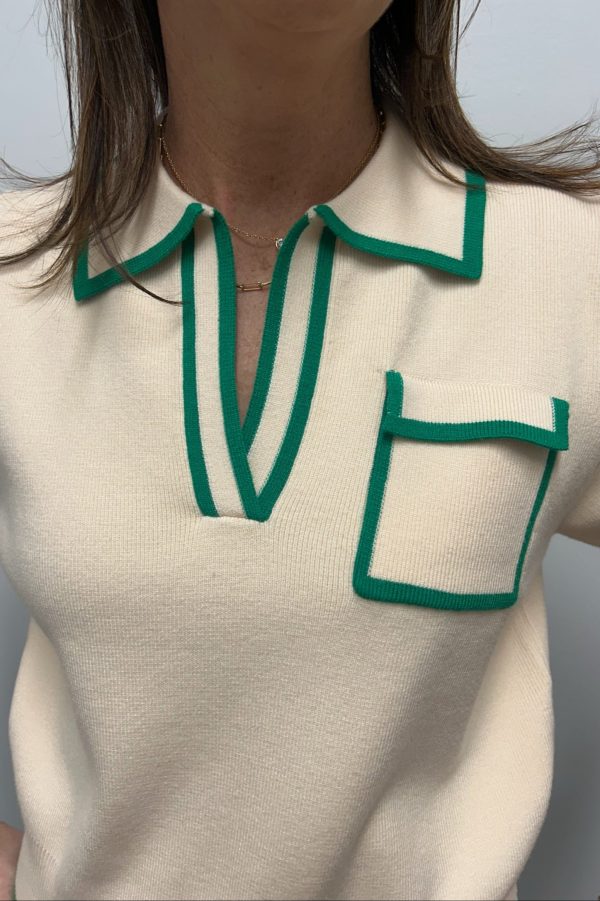 THML Green Trim 3 4 Sleeve Top Online