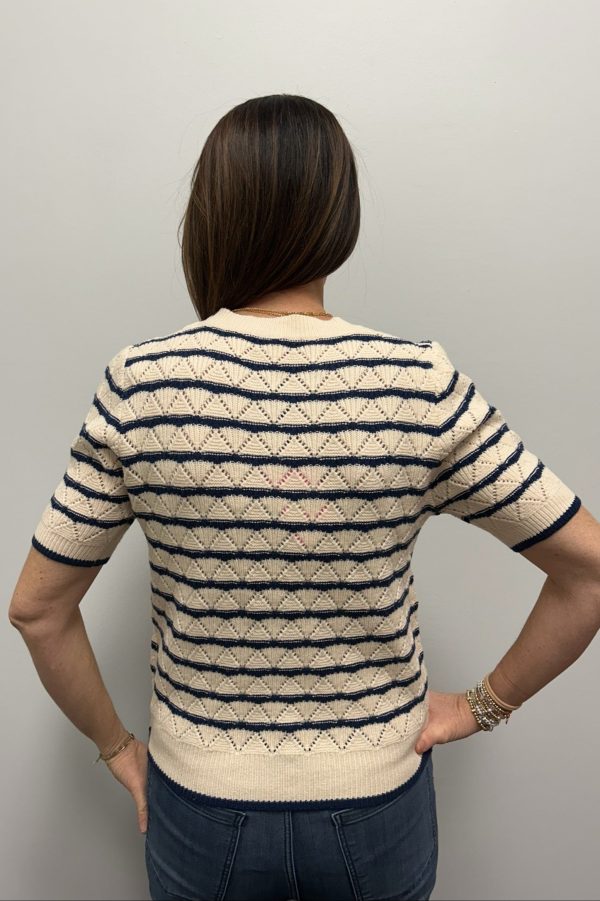 THML Blue and Cream Stripe Top Online Hot Sale