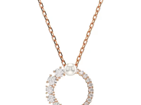 Swarovski Matrix Circle Pendant - Crystal Pearl Rose Gold For Cheap