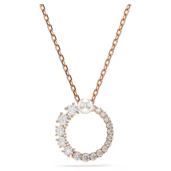 Swarovski Matrix Circle Pendant - Crystal Pearl Rose Gold For Cheap