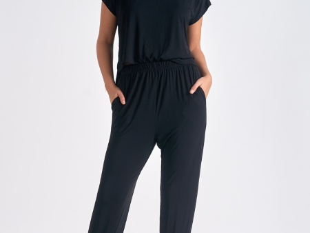 Elan Black Short-sleeved Jumpsuit Discount