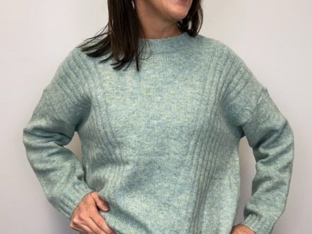 Crew Sweater w  Ribbed Detail - Mint For Sale