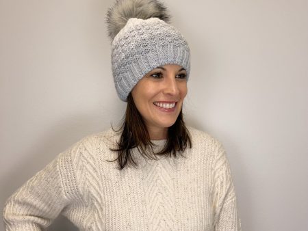 Beanie w  Faux Fur Pom on Sale