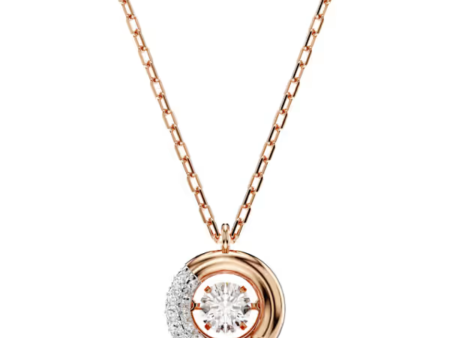 Swarovski Dextera Pendant Necklace - White Rose Gold For Sale