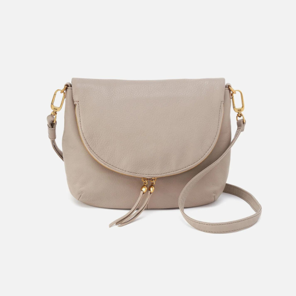 Hobo Fern Foldover Messenger Pebbled Leather - Taupe Online Hot Sale