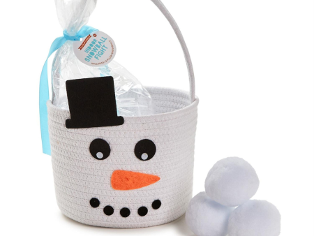 Two s Company Hand-crafted Snowman Basket w  12 Snowballs Sale