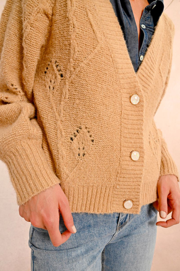 Molly Bracken Knitted Cardigan - Beige Sale