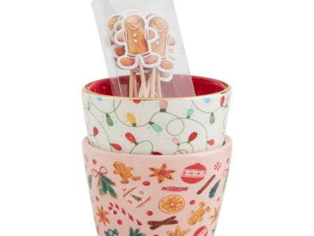 Mud Pie Christmas Pattern Toothpick Tidbit Set Discount