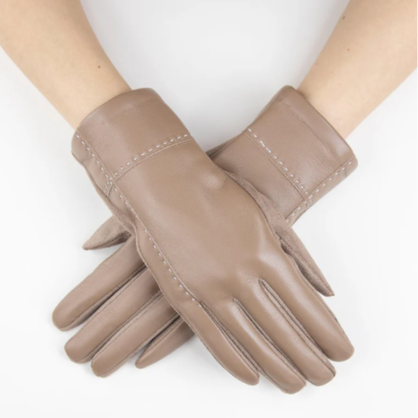 Faux Leather Cross Stitch Gloves on Sale