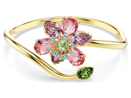 Swarovski Idyllia Open Bangle Flower Bracelet - Multicolor Gold - Medium Supply