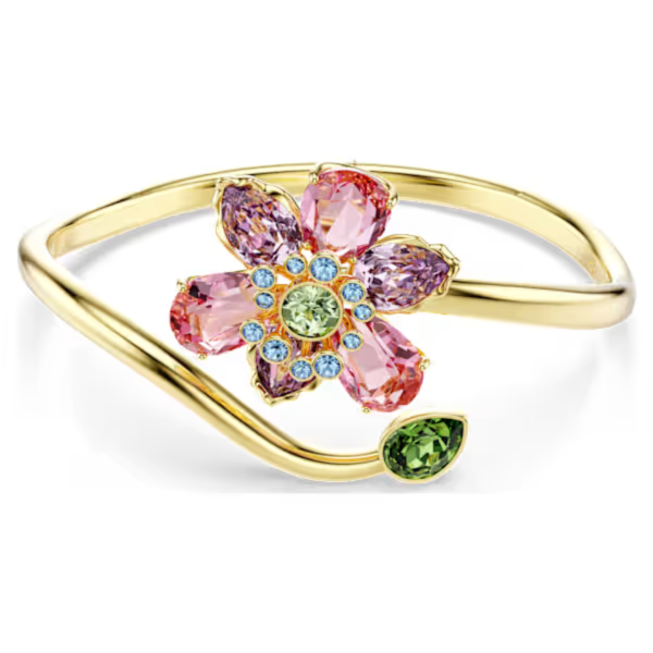 Swarovski Idyllia Open Bangle Flower Bracelet - Multicolor Gold - Medium Supply