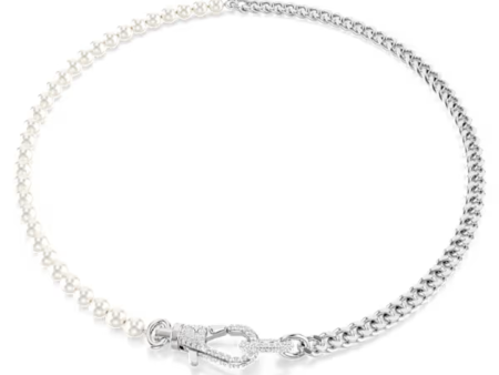 Swarovski Dextera Crystal & Pearl Necklace - Rhodium on Sale