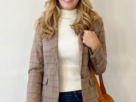 Gretchen Scott Preppy Plaid Blazer - Khaki Navy on Sale