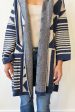 Geometric Hooded Cardigan - Navy Hot on Sale