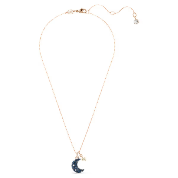 Swarovski Sublima Moon Pendant: Blue Rose Gold Hot on Sale