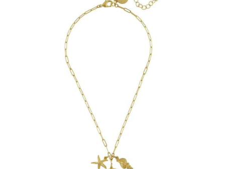 Susan Shaw Sand Dollar, Starfish & Shell Trio Necklace For Cheap