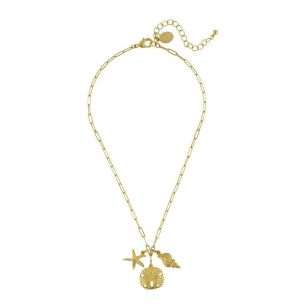 Susan Shaw Sand Dollar, Starfish & Shell Trio Necklace For Cheap