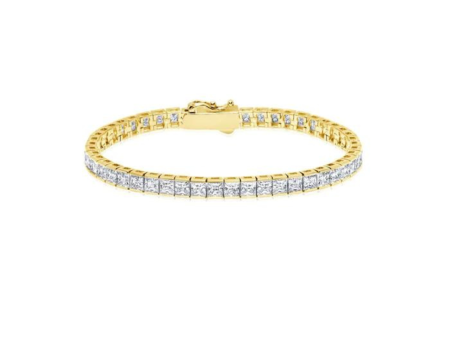 Crislu Mens Square Cut Tennis Bracelet - 18k Gold For Discount