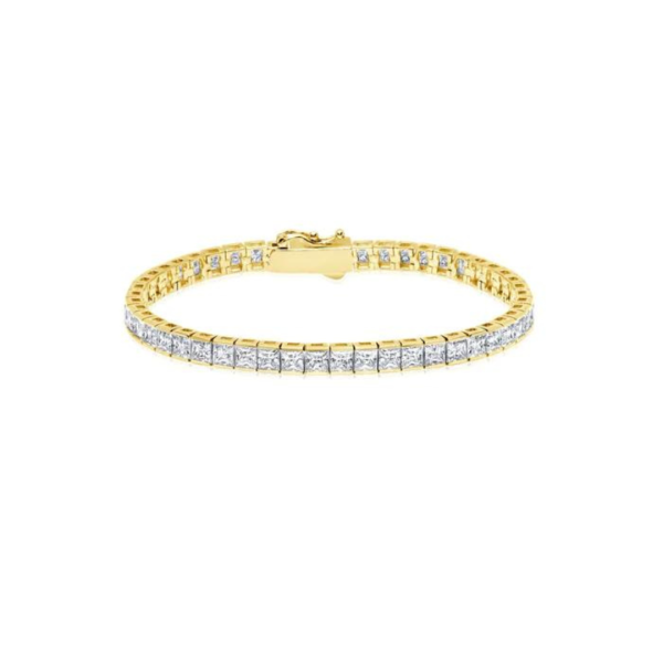 Crislu Mens Square Cut Tennis Bracelet - 18k Gold For Discount