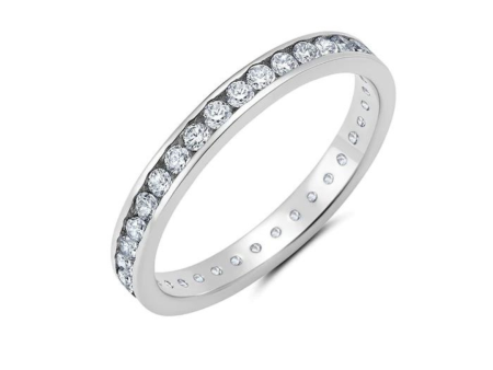 Crislu Clear Hand Set Eternity Band Ring - Platinum on Sale