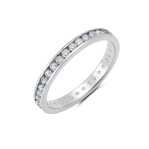 Crislu Clear Hand Set Eternity Band Ring - Platinum on Sale