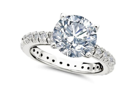 Crislu Classic Brilliant Solitaire Ring With Pave Band - Platinum Online now