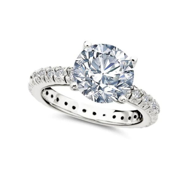 Crislu Classic Brilliant Solitaire Ring With Pave Band - Platinum Online now