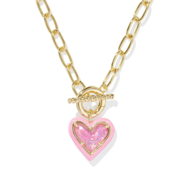 Kendra Scott Ari Heart Enamel Frame Link Necklace - Gold on Sale