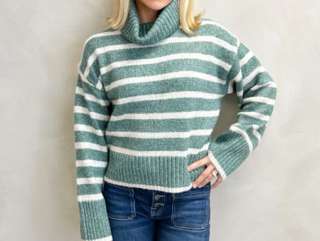 Z Supply Josephine Stripe Sweater - Palm Green For Cheap