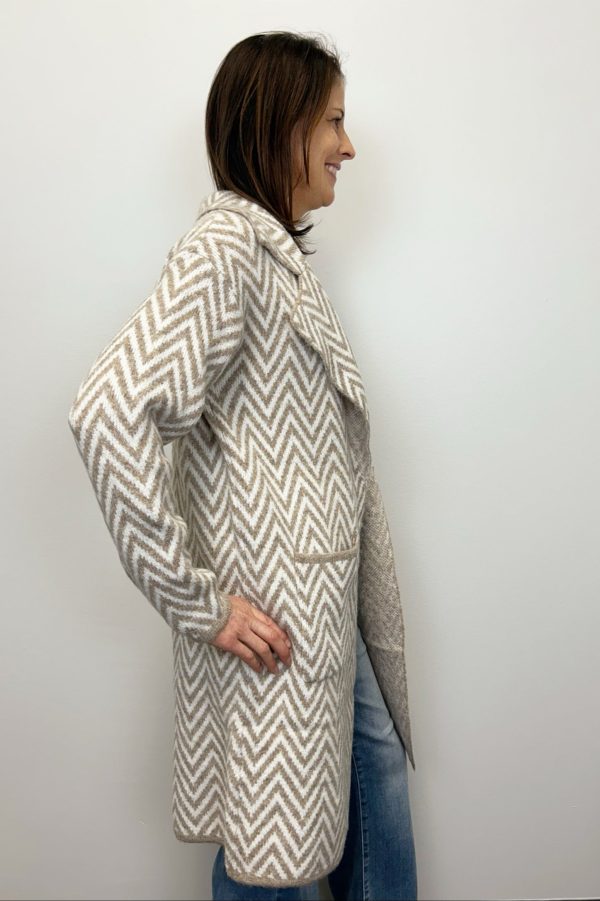 Classic Chevron Coatigan - Khaki Online Sale