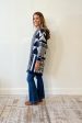 Geometric Hooded Cardigan - Navy Hot on Sale