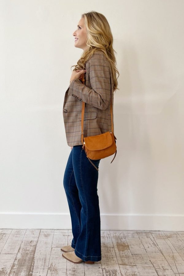 Gretchen Scott Preppy Plaid Blazer - Khaki Navy on Sale