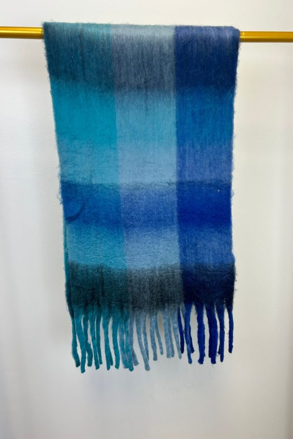 Fuzzy Multi Color Plaid Scarf For Sale