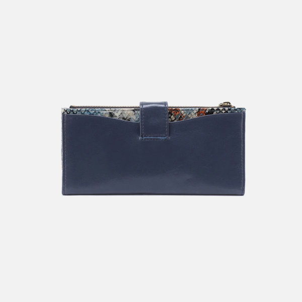 Hobo Max Continental Wallet Polished Leather - Blue Stone For Discount