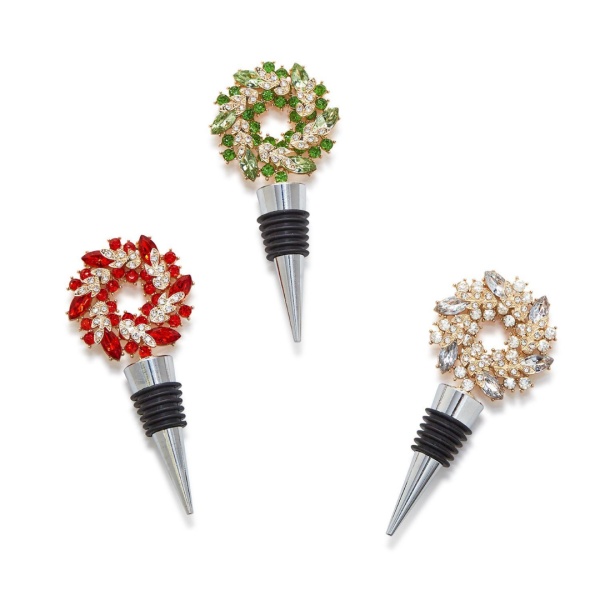 Two s Company Holiday Wreath Bejeweled Bottle Stopper For Discount