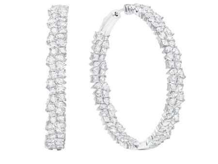 Crislu Multi Cluster Large Hoop Earrings - Platinum For Discount