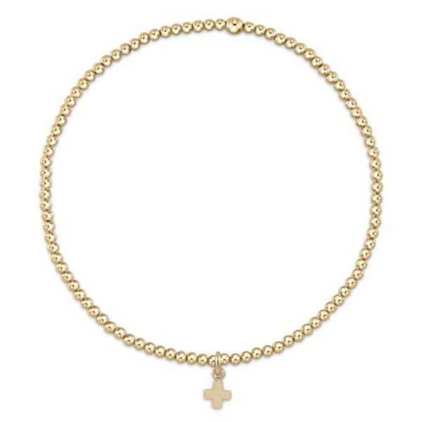 Enewton Classic Gold Small Signature Cross Charm Bracelet - 2mm Online Sale