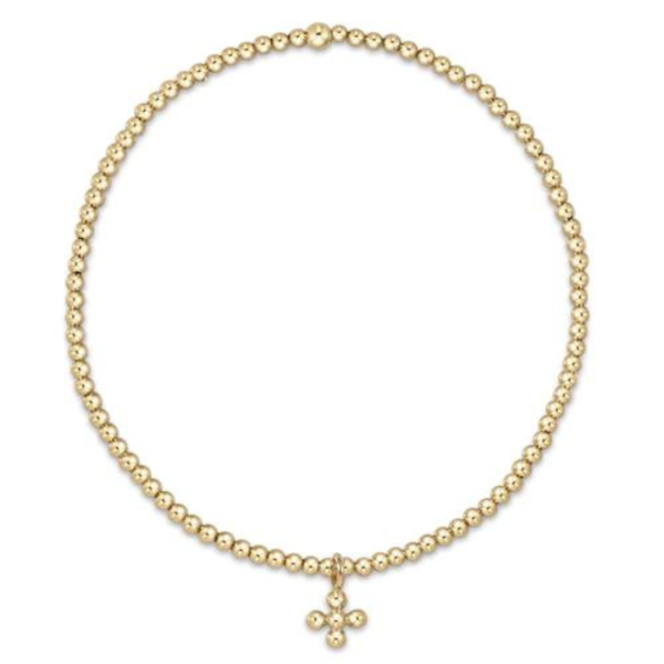 Enewton Gold Classic Bead Bracelet w  Small Signature Cross Charm - 2mm Fashion