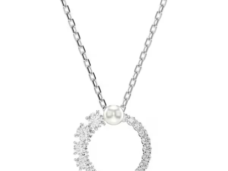 Swarovski Matrix Circle Pendant - Pearl Crystal Rhodium on Sale