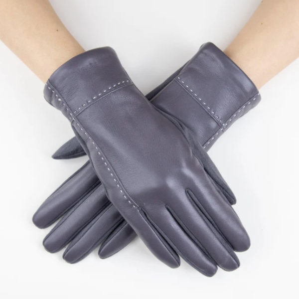 Faux Leather Cross Stitch Gloves on Sale