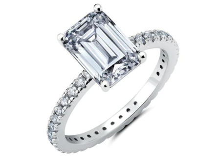 Crislu Emerald Step Cut Engagement Ring - Platinum Discount